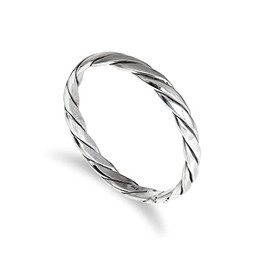 Sterling Silver 2mm Twisted Pattern Stacking Ring Size S (I - U Available)