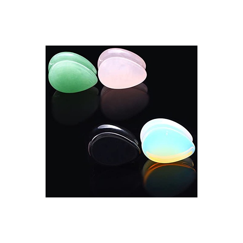 Decentraland 2 Pcs Stone Ear Gauges Green Earrings Teardrop Shape