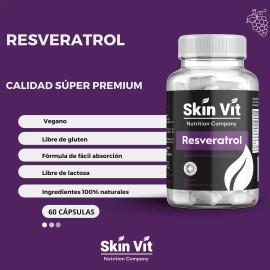 Antioxidante Resveratrol 60 Cápsulas Skin Vit Súper Premium Sin Sabor