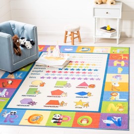 SAFAVIEH Kids Playhouse Collection Accent Rug - 3'3" x 5'3", Beige & Blue, Non-Shedding Machine Washable & Slip Resistant Ideal for High Traffic Areas for Boys & Girls in Playroom (KPH225A)