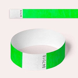 Tyvek Wristbands, 100 Pack by AA Wristbands for Parties, Security, Festivals, Events, Paper Like Wrist Bands (Neon Green)
