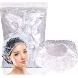 Shower Cap, Disposable Hair Cap, 100 Pieces, For Hair Color, For Hair Dying, For Hotels and Esthetics, PE, Hair Cap, Disposable Hair Cap, Waterproof, Transparent, Unisex