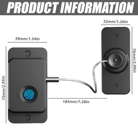 Fridge Lock Fingerprint: WIYETY Child Lock No Drilling Required Window Lock Children with 185 mm Steel Cable and ABS Plastic for Cabinets, Drawers and Windows