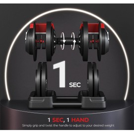 Yaheetech Adjustable Dumbbell 52.5lbs Free Weight Dumbbells Set 3 in 1 Fast Adjust Dumbbells Dumbbell Weight Set Used as Barbell, Kettlebells, with Tray, for Men/Women Home Gym Equipment