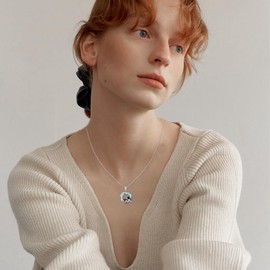 OHAYOO Orca Whale Necklace 925 Sterling Silver Killer Whale Pendant Necklace Ocean Necklace with Blue Crystal Orca Ocean Jewelry Gifts for Mom Daughter Mothers Day, 20mm, Sterling Silver, Crystal