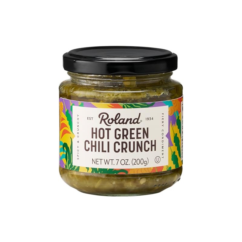 Roland Foods Hot Green Chili Crunch, Specialty Imported Food, 7