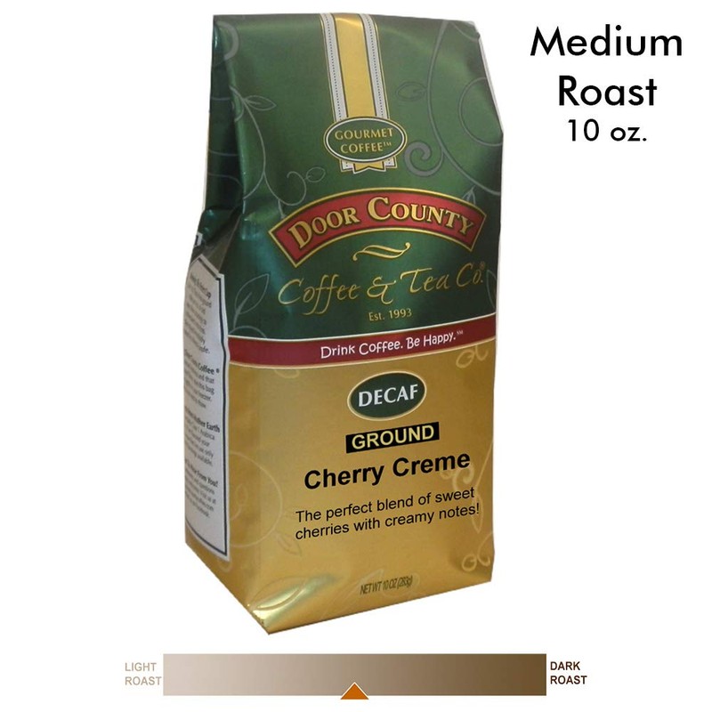 Door County Coffee, Cherry Crème Decaf, Flavored Coffee, Medium Roast,