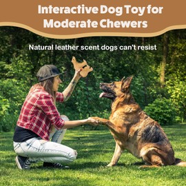 SPOT Dura-Fused Leather Bear Dog Toy – Durable Real Leather & Jute Chew Toy with Squeaker, Double-Stitched for Moderate Chewers, Medium & Large Dogs, 11.5in
