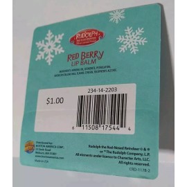 Boston America Corp. Rudolph The Red-Nosed Reindeer Christmas Holiday Flavored Lip Balm RED BERRY New