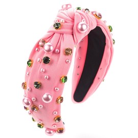 scicent Bride Headband Fashion Wide Knotted Head Band for Women Crystal Rhinestone Embellished Hair Bands Non-Slip Hair Hoops Funny Gifts for Girls Sister - 25709