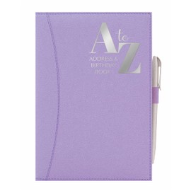 Telephone Address & Birthday Book A-Z Index Beautiful PU Leather Cover A5 Size Soft Padded Cover Address & Birthday Book Home Office Work (Purple)