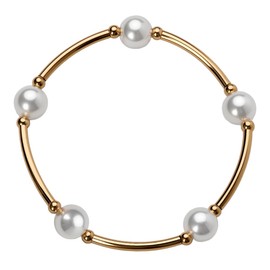 Pearl Beaded Bracelets 10mm Pearls Bracelet for Women Gold Beads Wrist Chains Blessing Stretch Chain for Lady