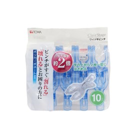 Towa Sangyo CLR Clothespins Wide Rod Pinch Wide Rod Pinch Holds Laundry from Above Rod, Blue, Approx. 1.7 x 1.3 x 3.5 inches (4.3 x 3.4 x 9 cm), Set of 10 x 3