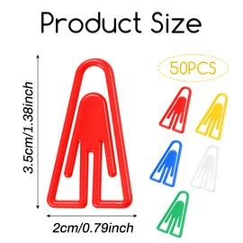 50Pcs Plastic Paper Clips Long Mixed Color Triangle Clips Bookmarks Smooth Colored Paperclip Clamp Assorted Colors Paper Clip for Scrapbooking Planners Notebook Documents Craft Office Home Supplies