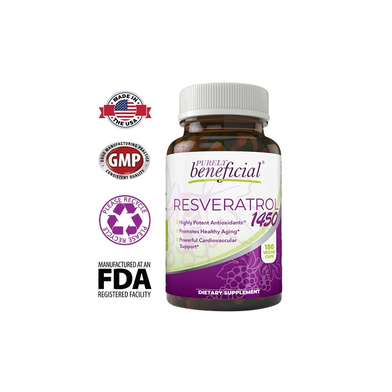 Resveratrol 1450 – Suplemento para 90 días - 0.05 onzas