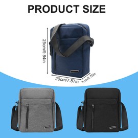 AfitLulu Men’s Shoulder Bags 4 Zipper Layers Cross Body Bag Men Canvas Small Messenger Bags for Men, Casual Mens Crossbody Bag with Adjustable Straps for Business Travel and Daily Commuting (Grey)