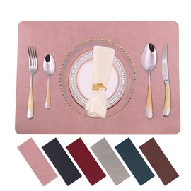 Placemats for Dining Table Set of 4,Design-Classic Faux Leather Eco-Friendly Place Mats,Waterproof&Stain Resistant Table Mats,Washable,Heat-Resistant,Non-Slip for Dining Table Decor (Pink, 4)