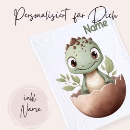 GRAZDesign Jungen Baby Blanket with Name, Soft Cuddly Blanket Dino, Cuddly Blanket for Birth as a Gift for Boys