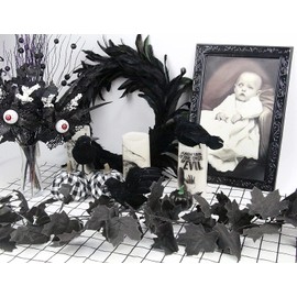 Künstliche Herbst-Ahornblätter-Girlande, 1,8 m, für den Innen- und Außenbereich, Dekoration für Zuhause, Garten, Hochzeit, Party, Schwarz, 1,8 m