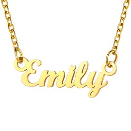 U7 Name Emily Necklace for Girls Womens Short Chain Gold Plated Pendant Necklaces Jewellery