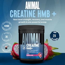 Animal Creatine HMB+ - Creatine Monohydrate Powder with HMB & Electrolytes, Supports Muscle Growth, Recovery, Endurance, Gym & Workout Supplements for Men & Women - Dragon Berry Flavored, 30 Servings