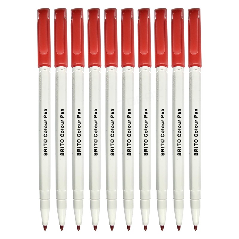 MERCURY Brito Felt Tip Colouring Pens, RED, Pack of 10,