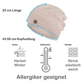 Faera Winter Hat Women Girls Warm Lined Fleece Lining Winter Knitted Hat Beanie 55, beige