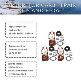 ALL-CARB 3 x Carburetor Carb Repair Kits and Float Replacement for Johnson Evinrude 396701 65 70 75hp