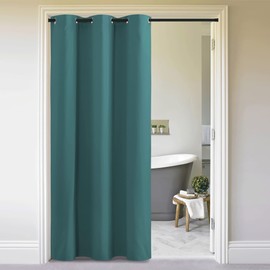 NICETOWN Privacy Room Divider Curtains for Doorway Keep Heat Out Blackout Insulated Closet Door Curtain for Bedroom Sliding Air Conditioner Cover Screen (Sea Teal, 1 Panel, 5ft Wide x 8ft Long)
