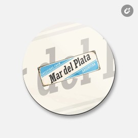 Unbranded Mar Del Plata Retro Travel Tin Sign | 4'' X 4'' Round Decorative Magnet