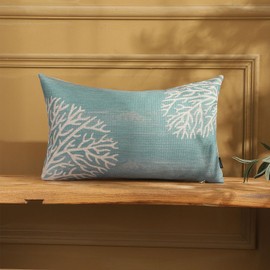 TRENDIN Coral Couch Pillow Cover 12X20 Sea Marine Decor Rectangular Linen Cushion Case Sofa Rustic Home Decorations Blue PL1104TR