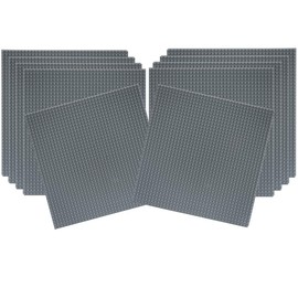 SlabDreamLab 12"X12" Slab Lite Baseplate for All Major Building Bricks and Blocks (Gray, 10-Pack)