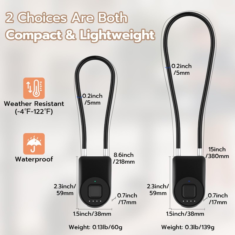 Fingerprint Cable Lock, eLinkSmart Fridge Locks with Bluetooth APP Control,