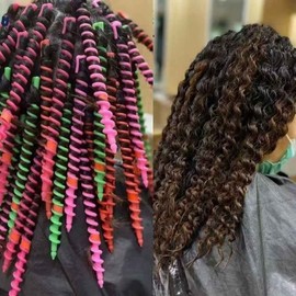 Self-Perm Hippie Hair Rods & Rollers for Long Hair Tube Curl Small (1 pack 20 pcs) - Random Color