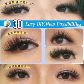 3D Effect Qeelasee 40d Lash Clusters D Curl Eyelash Extensions Wispy DIY Individual Eye Lashes Natural Volume 240pcs Mix9-16mm