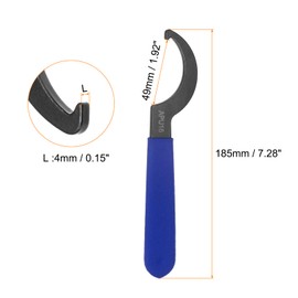 sourcing map 2 Pcs C Hook Spanner Wrench APU16 Nut Shock Wrench Steel Chuck Nut with Blue Non-Slip Handle for Lathe Clamping