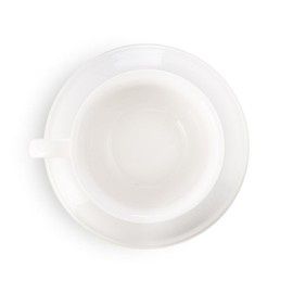 Espresso Parts Porcelain Cappuccino Cup & Saucer, Heavy-Duty Chip Resistance Porcelain, Dishwasher Safe - White (6oz/195ml)