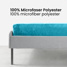 BaSaTex Cashmere Touch Plush Premium Fitted Sheet, Super Soft Fluffy Winter Fitted Sheet, Nicky Teddy, Warming Bed Sheet 90 x 200 - 100 x 200 cm, Colour: Petrol