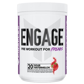 FINAFLEX Engage Pre Workout, Sour Watermelon - Train Harder, Longer & Stronger - Includes Creatine, Beta-Alanine, Alpha GPC, Citrulline & Caffeine - 20 Servings