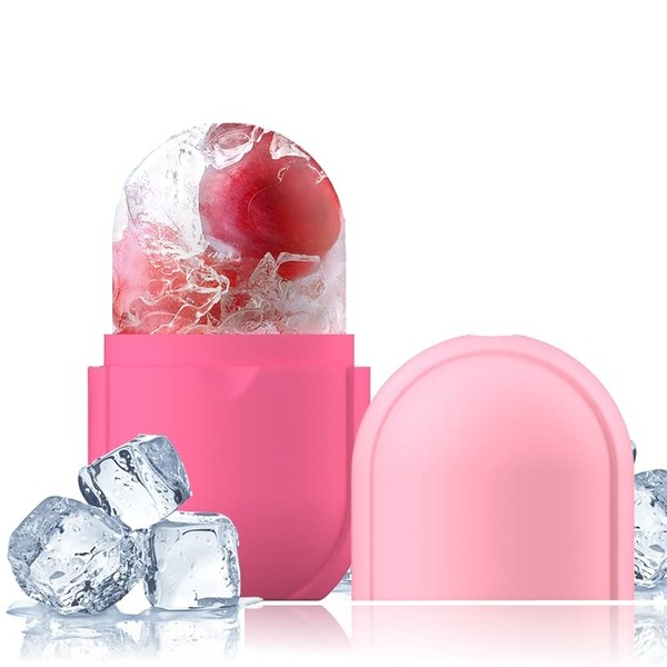 Ice Roller Face Facial Ice Roller Face Eyes Ice Massage for Wrinkles Skin Swelling for Cooling Firming and Treatment for Skin Problems (Pink/Pink)