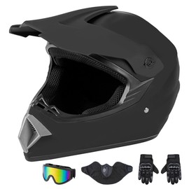 CARTMAN DOT Approved Adult Full Face Motorcycle Helmet – Matte Black, Dirt Bike, ATV & Motocross Gear, Small