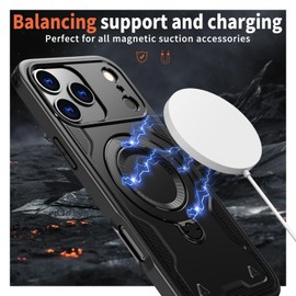 MRRSIWEI Case for Apple 17 Pro Max with Kickstand.Shell Black