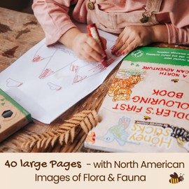 Honeysticks Toddlers First Coloring Book for Kids & Toddlers, A North American Adventure, 40 Pages, 100% Recycled Paper, Activity Book for Ages 2 Years Plus Kindergarten & Preschool