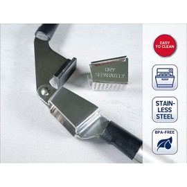 Leifheit Knoblauchpresse ProLine-Serie, Knoblauchschneider aus rostfreiem Edelstahl, spülmaschinenfest, garlic press, hochwertiges Design, einfache Handhabung und Reinigung, silber, schwarz