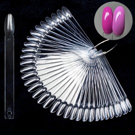 Medium Oval Nail Art Practice Tips, BORNBYME 100pcs Clear Nail Polish Swatch Sticks Tips Nail Sample Sticks for Gel Nail Polish Color Display