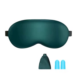 SWYSGS Sleep Mask 1Pack Silk Eye Cover，1 Pair of Earplugs Soft Satin Blindfold Elastic Strap Night Eyeshade Travel Nap for Women Men