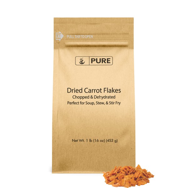 Carrot Flakes (1 libra) Zanahorias deshidratadas, picadas y listas para usar, ideal para sopas y guisos