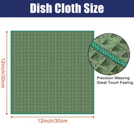 Homaxy Microfiber Waffle Weave Kitchen Dish Cloths, 12 x 12 Inch Ultra Absorbent and Solid Color Dish Towels for Kitchen Fast Drying Dishcloth for Washing Dishes, 8 Pack, Grass Green