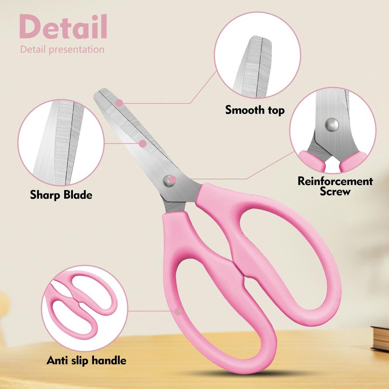 Pink Scissors for School Multipurpose Stylish: 5 inch - Comfort