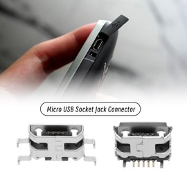 eMagTech 60PCS Micro USB Type B Female Connector 5 Pins 180 Degree Micro USB Female Socket Connector Jack Port Replacement Adapter